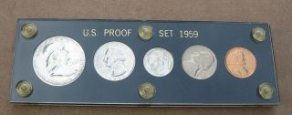 1959 U.  S.  Silver Proof Five Coin Set Set In Lucite,  Black