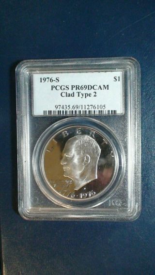 1976 S Type 2 Eisenhower Dollar Pcgs Pr69 Dcam Gem Ike $1 Coin Start At 99 Cents