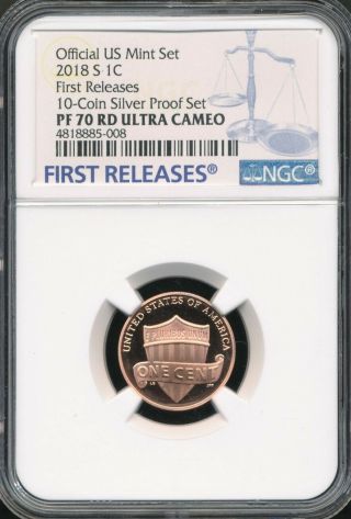 2018 - S 1c Proof Lincoln Cent Ngc Pf70 Rd Ultra Cameo First Releases