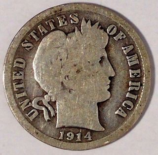 1914 - D 10c Barber Dime 17otu0611 90 Silver Only 50 Cents For 1