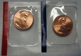 2005 - P And 2005 - D Ch Bu Lincoln Cents In Cello Packs Dutch