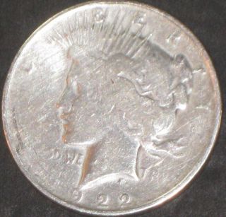 1922 Silver Liberty Peace Dollar $1 U.  S.  Coins