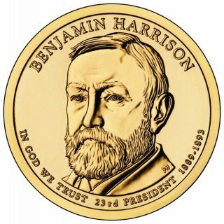 2012 P - D Benjamin Harrison Presidential Dollar Roll 25 Bu Coins