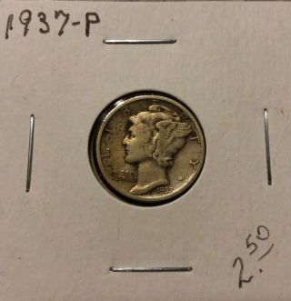 1937 - P Mercury Dime 90 Silver