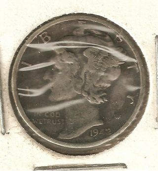 Us Mercury Head Dime,  10 - Cent Piece,  Minted In 1942 - S (1)