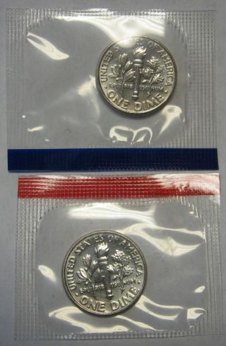 2000 - P and 2000 - D Gem BU Roosevelt Dimes in Set Cello Packs 2