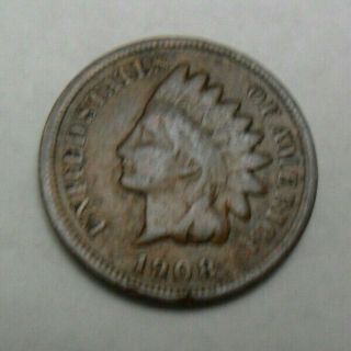 1908 P Indian Head Cent Penny Vg - Very Good