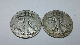 1941 & 1943 Walking Liberty 90 Silver Half Dollar 50 Cents