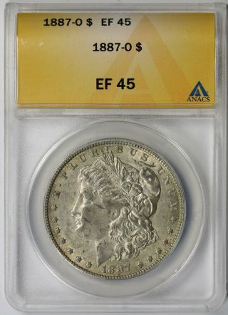 1887 - O Morgan Dollar $1 Xf Ef 45 Anacs