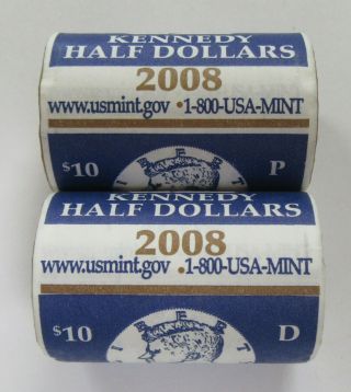 2008 P & D Kennedy Half Dollars 2 - Us Rolls Uncirculated