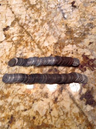 Roll Of 50,  1943 Steel Wheat Pennies Mixed Marks And Grades