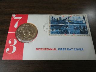 1973 Bicentennial First Day Cover & Commemorative Medal W/adams & Henry