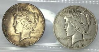1935 P And 1935 S Peace Dollars Set Of Two