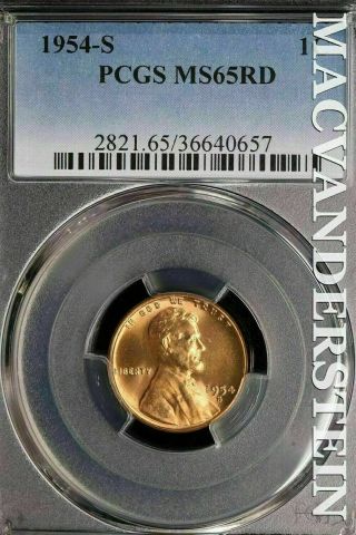 1954 - S Lincoln Wheat Cent - Pcgs Ms 65 Rd Gem Brilliant Uncirculated Sld886