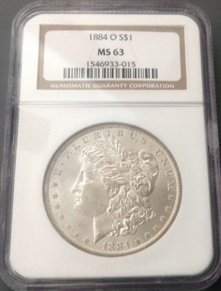 1884 - O $1 Morgan Silver Dollar Ngc Ms63 Brown Label.  7734 Ozt