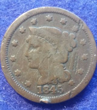 1845 Large Cent - Very Good - Coin - L@@k