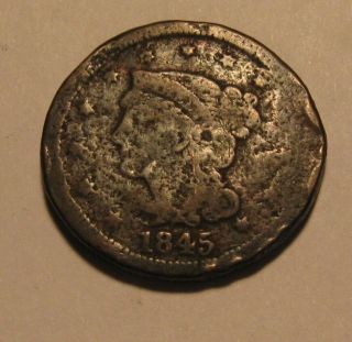 1845 Braided Hair Large Cent Penny - Circulated / - 35sa - 2