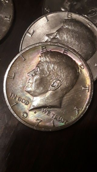1971 Kennedy Rainbow Woody” Wood Grain Stripe Silver Half Dollar (silver Error)
