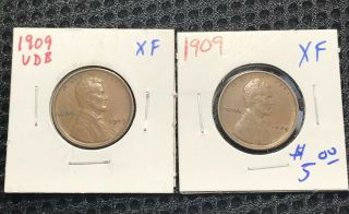 1909 Vdb And 1909 P Lincoln Cents.  2 Coins First Year.  Xf
