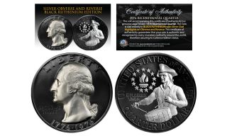 Black Ruthenium 2 - Sided 1976 Bicentennial Quarter With Silver Highlights