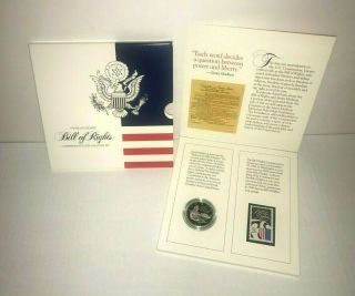 1993 Bill Of Rights Proof Silver Half Dollar Commemorative Coin & Stamp Set