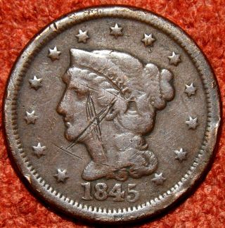 1845 Usa Matron Head Large Cent - Collect / Filler Grade & Detail