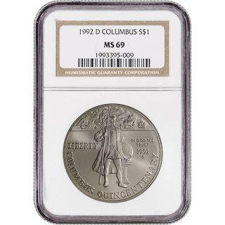1992 - D Us Columbus Quincentenary Commemorative Bu Silver Dollar - Ngc Ms69