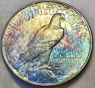 1922 Silver Peace Dollar $1 Bu Gold,  Rose & Blue Toned A,  Colors