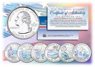 2009 Hologram U.  S.  Territories Quarters Set Of 6 Coins With Capsules