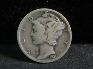 1931 - D Mercury Silver Dime - Fine,  Enn Coins