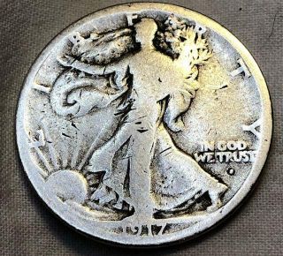1917 - S Silver Walking Liberty Half Dollar 50c Rare Obverse Mark