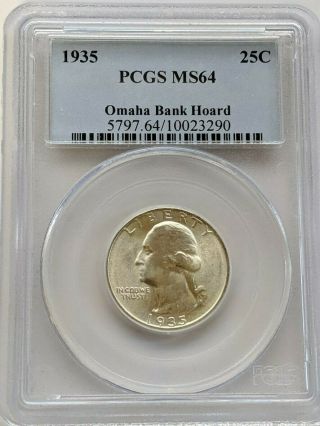 1935 Pcgs Ms64 " Omaha Bank Hoard " Washington Quarter