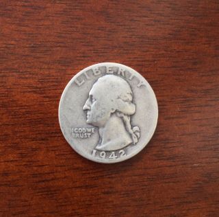 Vintage 1942 U.  S.  Silver Quarter Coin Currency