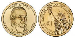 James K Polk President Dollar D 1 - Coin 2009 Uncirculated