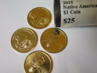 5 Coin Set 2015 3D & 2P Sacagawea/Native American Dollar,  $1 Mohawk Iron Workers 5