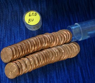 1960 D Lincoln Cent Roll Uncirculated Copper Memorial Penny Roll 2