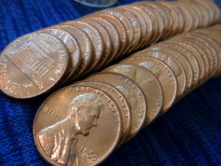 1960 D Lincoln Cent Roll Uncirculated Copper Memorial Penny Roll 3