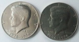 2 - 1976 P&d Bicentennial Kennedy Half Dollar