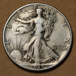 1945 P Us Walking Liberty Half Dollar 90 Silver Coin Km 142