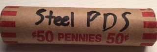 1943 P D S Lincoln Steel Wheat Penny Cent Roll - Fifty Coins Total BU UNC - CIRC 2