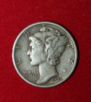 1943 Mercury Silver Dime W/a Starting Bid Set At $0.  99,