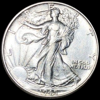 1945 Walking Half Dollar Closely Uncirculated Liberty Silver High End Philly Nr