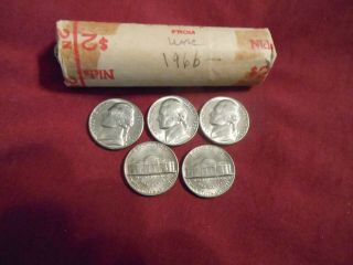 1966 Jefferson Nickels Bank Roll Of 40 Sharp Coins Bu - Uncirculated Coins