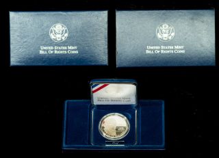 1993 - S Bill Of Rights Madison Commemorative Proof Silver Dollar With Orig.  Box