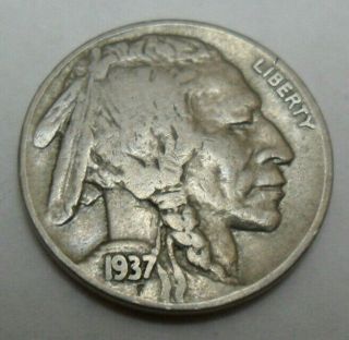 1937 D Indian Head " Buffalo " Nickel Vf - Very Fine