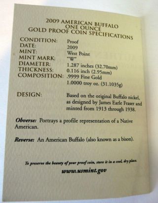 2009 American Buffalo $50 Gold Proof Presentation Box - NO COINS AND NO CAP 5