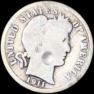 1911 Barber Dime Nicely Circulated Philadelphia High End Collectible Silver Coin