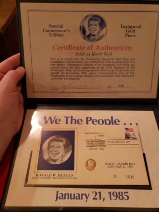 1985 Inaugural Gold Piece Ronald Reagan 14k Inauguration Day Stamp Coin Dc Cover