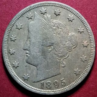 1895 5c Liberty " V " Nickel Philadelphia Fine / Very Fine