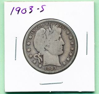 1903 - S 50c Barber Liberty Head Morgan Half Dollar Silver Us Coin San Francisco